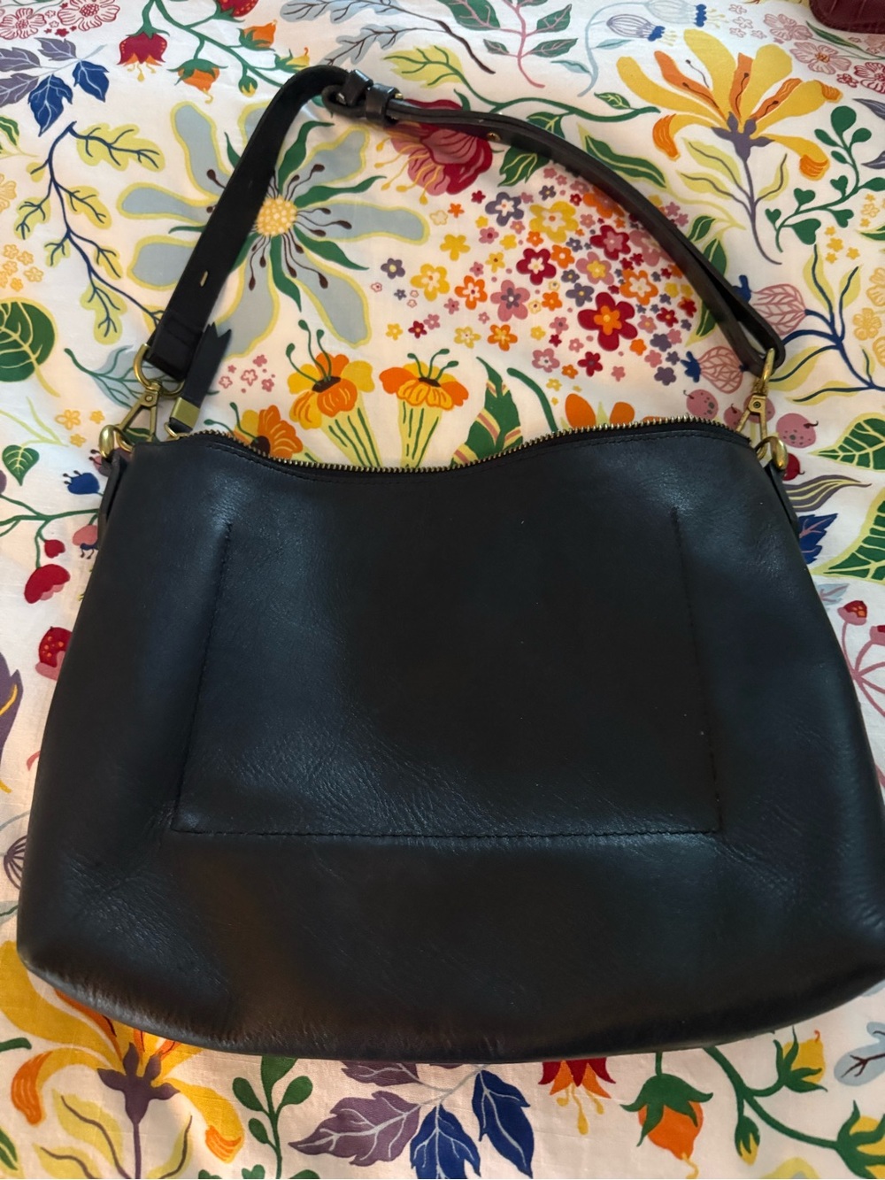 Madewell Black Leather Shoulder Hobo with Front Pocket